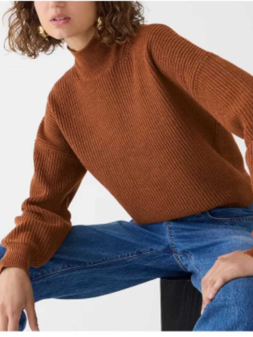 J. Crew Ribbed turtleneck sweater in Heather Hazelnut Size Small